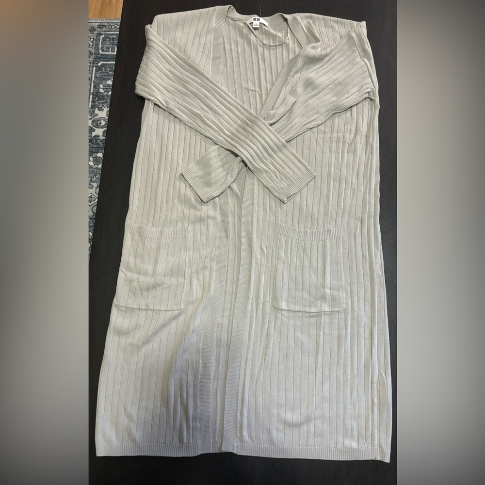 Uniqlo Open Front Long Grey Cardigan